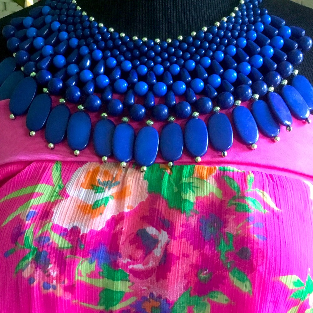 💙🌸 Blue Statement Bib Necklace 🌸💙New💙🌸 - Picture 8 of 13